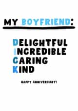 Funny Anniversary Card - For Boyfriend - Dick created by Pink Peach Cards