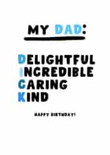 Funny Birthday Card - For Dad - Dick created by Pink Peach Cards