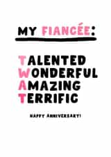 Funny Anniversary Card - For Fiancee - Twat created by Pink Peach Cards