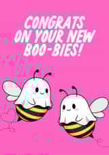 Congratulations On Your New Boobs - Funny Bee Pun Card created by The Marmalade Cat