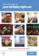 Funny Birthday Card - Captcha - Your Birthday Night Out created by Wobbly Eyes