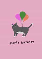 Cute Birthday Card - Cat & Balloons created by Olivia Knights