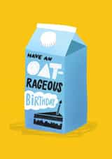 Punny Birthday Card - For an Oat Milk Lover or Vegan - Have An Oat-rageous Birthday created by Soggy Day Studio
