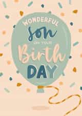 Cute Birthday Card - for your Wonderful Son - Birthday Balloon created by The Pattern Press