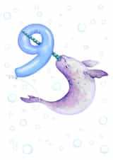 Cute Birthday Card - 9th - Sealife Narwhal created by Citrus Bunn