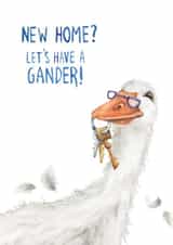 Funny New Home Card - Goose - Let's Have a Gander created by Citrus Bunn