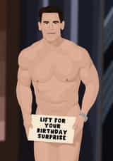 Funny Birthday Card - John Cena - Lift For Your Surprise created by Pink Peach Cards