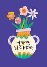 Cute Vase Spring Flowers - Happy Birthday Card created by Paint Soup