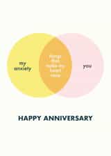 Funny Anniversary Card - Anxiety - Venn Diagram - Geeky created by Mintea.Peach