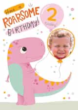 Personalised Photo Card created by Hollie McManus Illustration - Cute Birthday Photo Card - 2 Today - Dinosaur