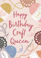 Pretty Birthday Card = Knitting/Crochet - Craft Queen created by Debbie Daley Illustrations