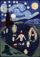 Starry Night Birthday Card - Open Water swimming created by suzcreate