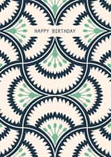 Pretty Birthday Card - For Her - Retro Modern Floral Pattern created by Taya Cosgrove