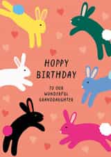 Cute Birthday Card - Colourful Bunnies - Wonderful Granddaughter created by Paper Heart Designs