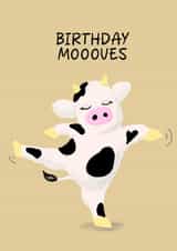 Cute Birthday Card - Birthday Moves - Dancing Cow created by ellavation studio