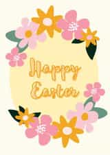 Happy Easter Floral Illustration Card. created by Rio