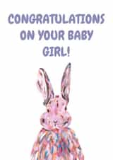 Cute new baby girl card for friends/ family - cute bunny - congratulations created by Alicia Foulds