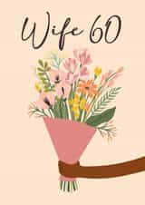 Pretty Birthday Card - 60th - for Wife created by Quinton cards