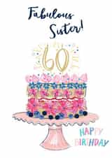 Pretty Birthday Card -  60th - For Sister created by Katie Phythian Design