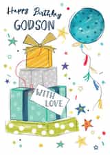 Classic Birthday Card - Presents Stack - for Godson created by Katie Phythian Design