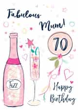 Pretty Birthday Card - for Mum - Pink Fizz - 70th created by Katie Phythian Design