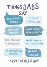 Funny Father's Day Card - Things Dads Say - Classic Dad Quotes created by @hollielonglanddesigns