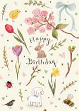 Pretty Birthday Card - For Her - Spring Illustrations created by Love Lucy Illustration