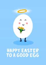 Cute Easter Card - Angel Egg - Happy Easter to a Good Egg created by Lucy Maggie Designs