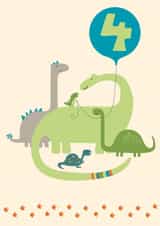 Cute Birthday Card - 4th - Dinosaurs created by Wink Design - Michelle Roberts