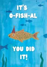 Cute Congratulations card - It's o-FISH-al Pun - Ocean Illustration created by CLI Artist