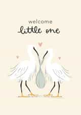 Cute New Baby Card - Welcome Little One - Stork Birds created by Abbie Imagine