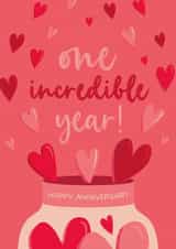 Romantic First Anniversary Card - One Incredible Year! created by The Pattern Press