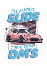 Funny Anniversary Card - Sliding DM's - Car created by Carfectionery