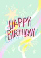 Bright Fun Pastel Happy Birthday Card created by Emily Hline Illustration