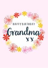 Pretty Birthday Card - for Grandma - Ring of Flowers created by Claire Giles