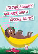 Cute Birthday Card - Kick Back With A Cocktail Or Two - Dog Hammock Sunglasses created by Jane Katherine Houghton