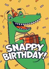 Cute Colourful Happy Birthday Card - Crocodiles and Reptiles - Snappy Birthday created by Easel & Bear