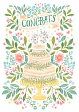 Pretty Wedding Card - Congrats - Floral Cake Illustration created by Life’s Peachey by Lauren Faye Peachey