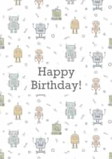 Children's Birthday Card - Pencil Robots Happy Birthday created by The Orchard Embroidery Co.