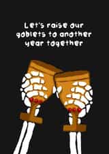 Gothic Anniversary Card - Raise Our Goblets - Skeletons created by The Playful Indian