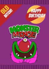 Funny birthday card for the crisp lover in your life - Monster Minge created by The Hillmo's
