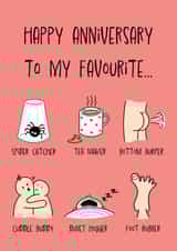 Funny Illustrated Anniversary Card for Boyfriend or Girlfriend created by Bea & Bob