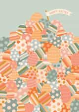 Cute Brainteaser Easter Card - Spot the Chick in the Pile of Easter eggs created by The Pattern Press