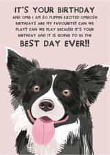 Cute Birthday Card - From the Dog - Best Day Ever - Border Collie created by From The Dog