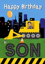 Personalised Birthday Photo Card created by Kerrylovescards - Cute Birthday Photo Card - For Son - Digger