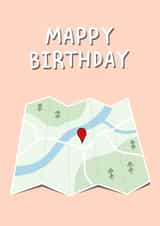 Cute birthday card - unique map themed birthday card for friends and family. created by That Little Map Shop