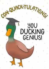 Funny Duck Card For Graduations, Exams, Achievements and Con-quack-tulations! created by Doris Dishcloth