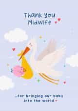 Cute Thank You Card - For Midwife - Baby Delivery - Stork created by Lucy Rose Party