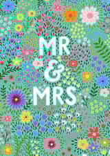 Pretty Wedding Card - Floral - Mr and Mrs created by Pear Tree Press