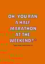 Cheeky congratulations card for half marathon runner created by Zoe Morrall